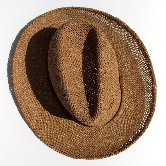 Walt Disney World 90's Vintage Fedora Style Straw Hat with Leather Band Brown - Picture 1 of 12